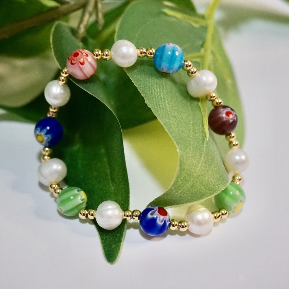 Pearl & Multicolor Bead Bracelet